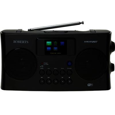 Roberts Stream 207 Black - Stylish  Portable DAB/FM/Internet Radio with  Media Streaming  WiFi  Built-in Battery Charger